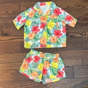 Tropical Floral Kids Pajamas Set size 6/7